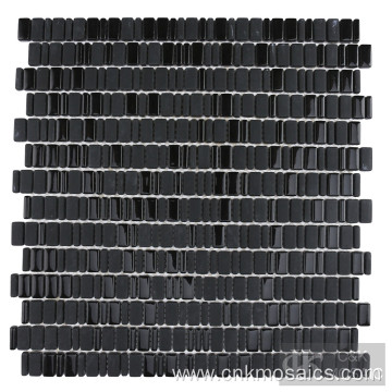 Mixed Black Glass Mosaic Tile Backsplash